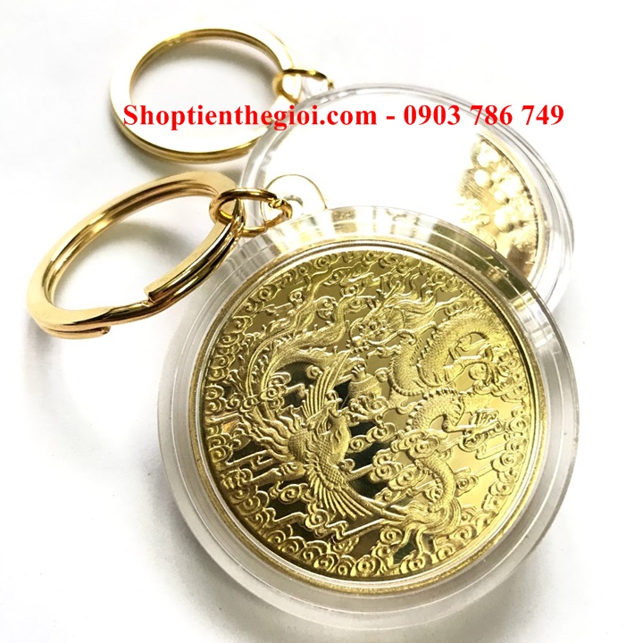 Móc Khóa Xu Long Phụng Vàng - SP000415